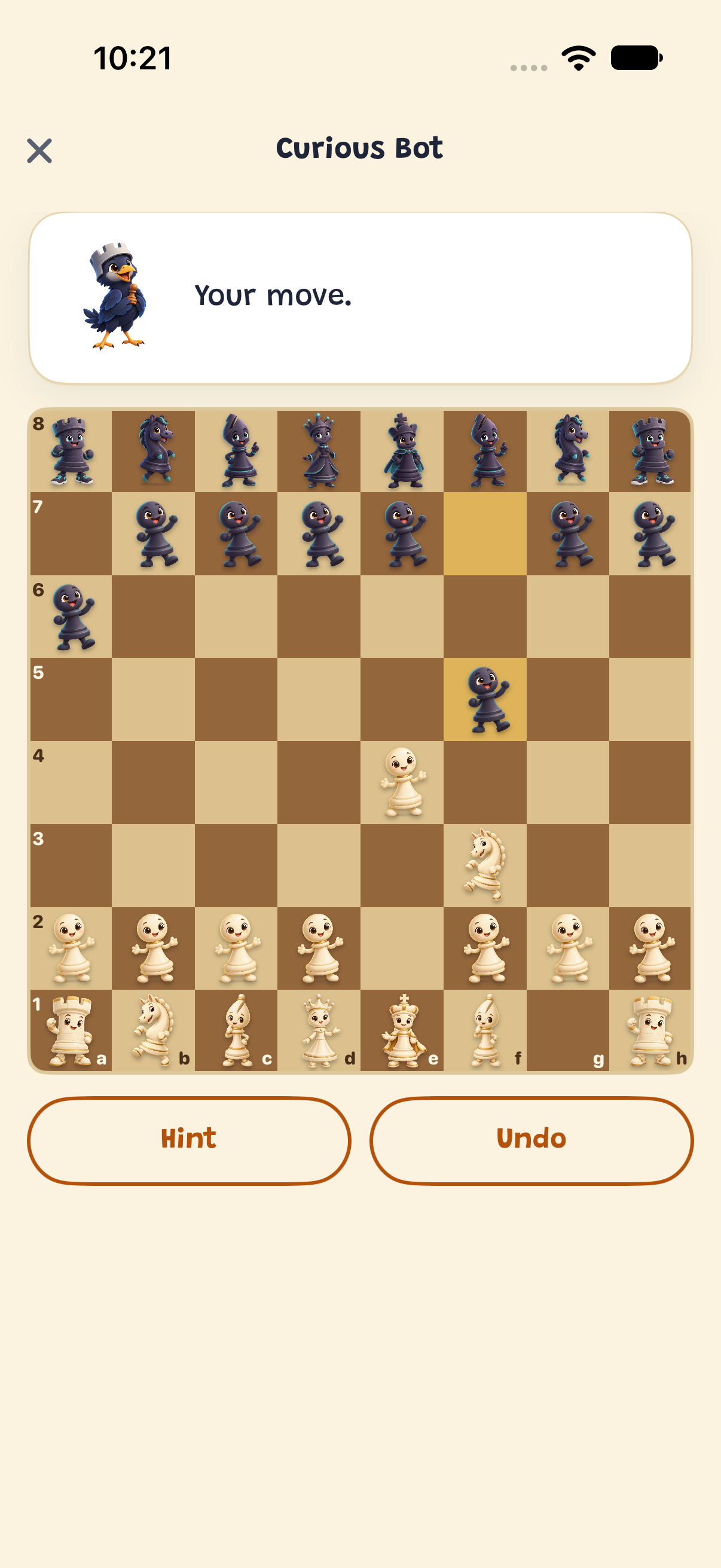 A game against the friendly bot